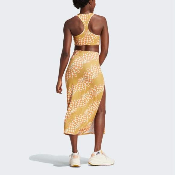 Farm Rio x Adidas Farm Psychedelic Wave Green Dress Victory Gold Size Large New - Picture 15 of 16